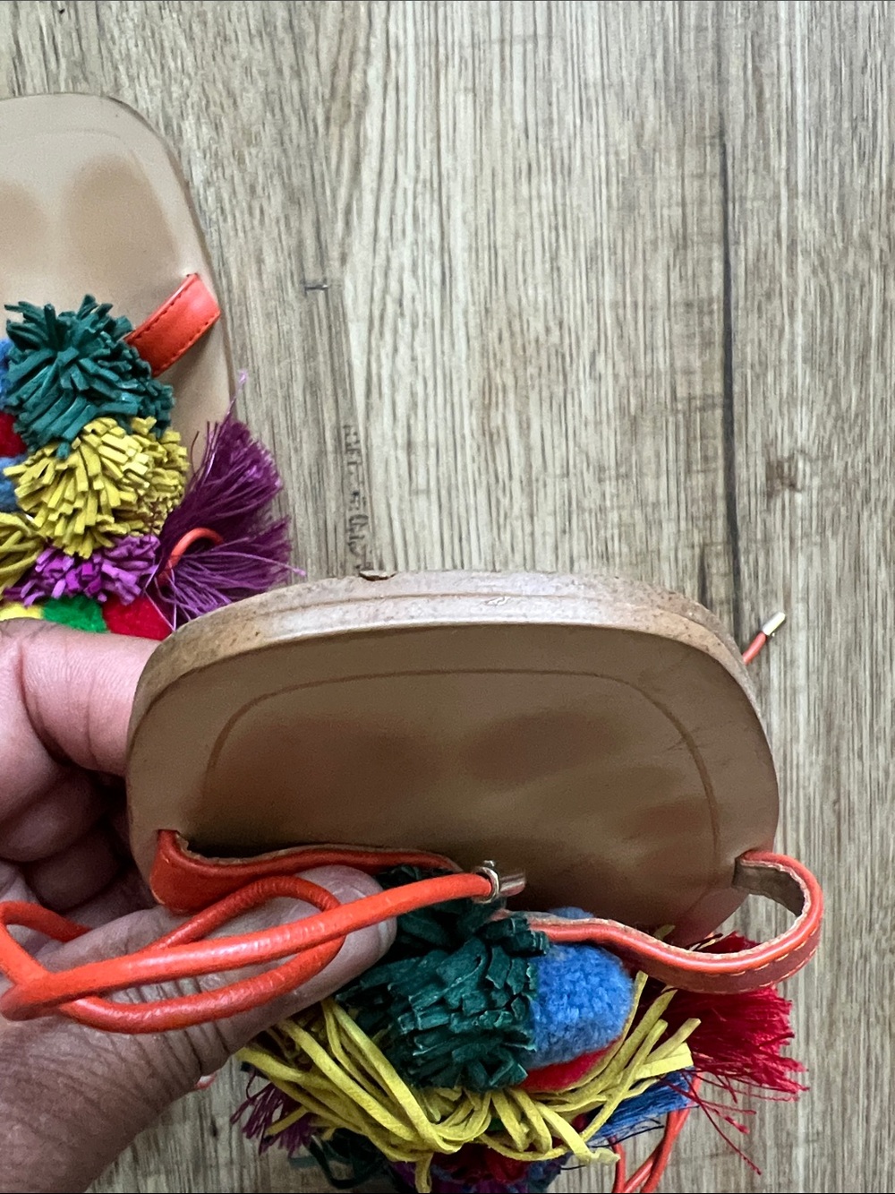 Zara Orange Pom-Pom Lace-Up Sandals Size 41 or 10 (US) - Picture 8 of 8